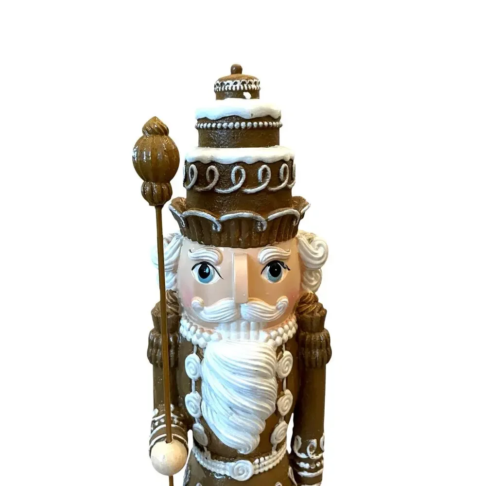 Peppermint Square Christmas GINGERBREAD NUTCRACKER 14in Brown Holiday NEW